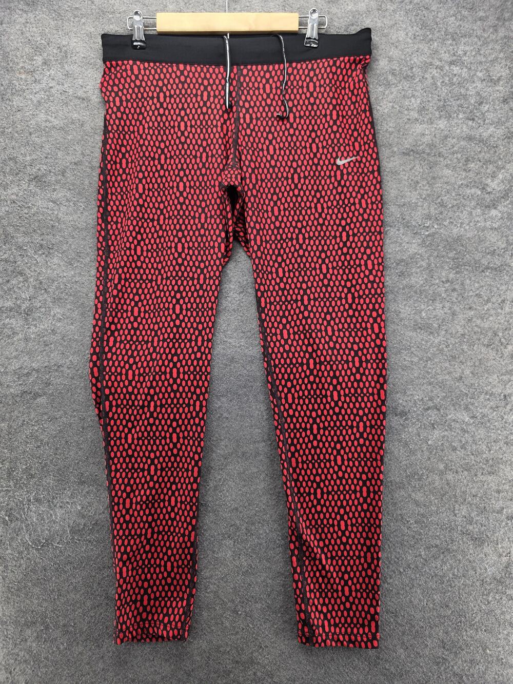 Nike Leggings Womens XL Red Ankle High Rise Polka Dot Dri-FIT Pockets Stretch